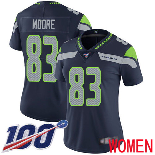 Seattle Seahawks Limited Navy Blue Women David Moore Home Jersey NFL Football #83 100th Season Vapor Untouchable